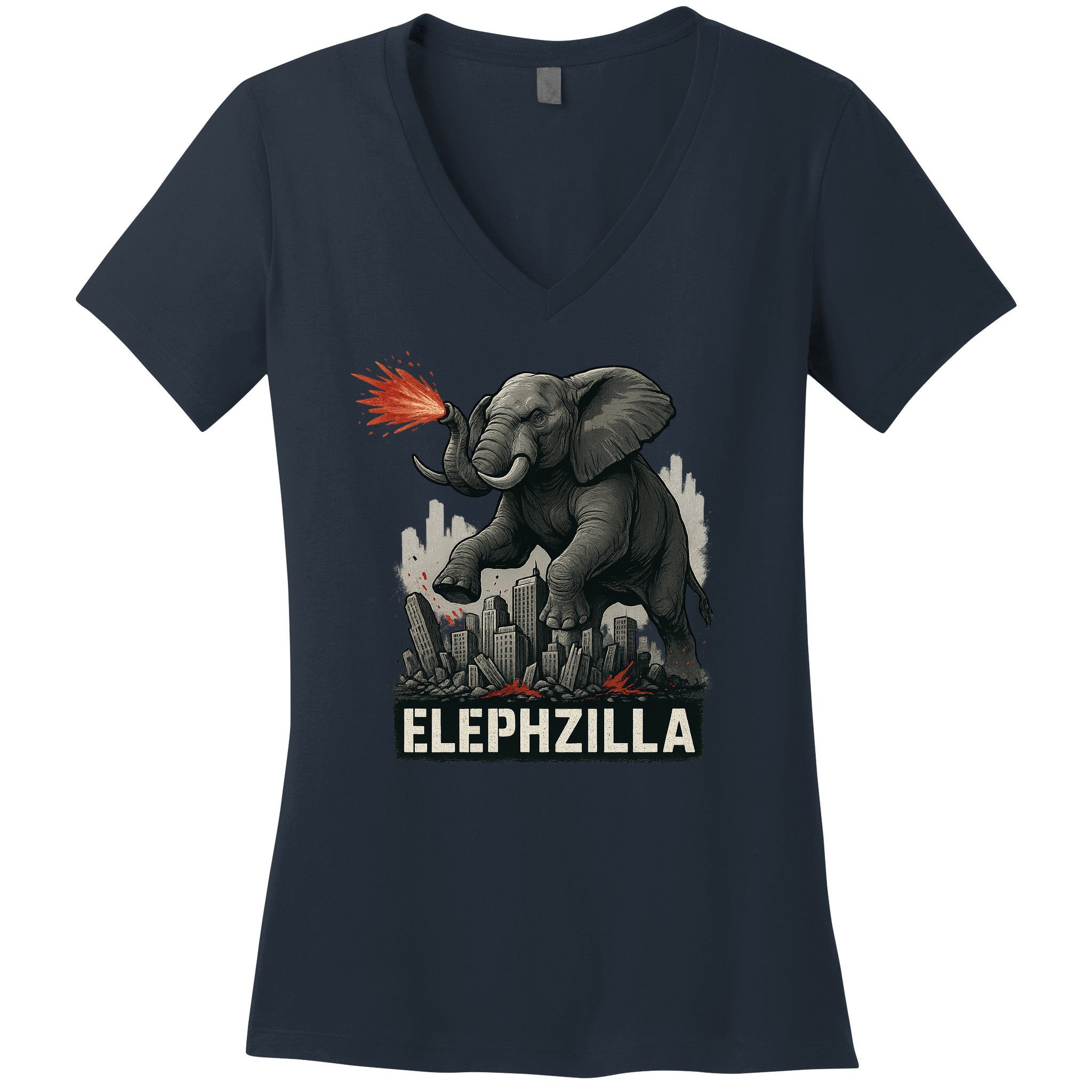 Elephent Elephzilla Parody In Action Women's V-Neck T-Shirt
