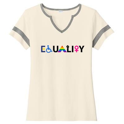 Equality Equal Rights Lgbtq Ally Unity Pride Feminist Gift Ladies Halftime Notch Neck Tee