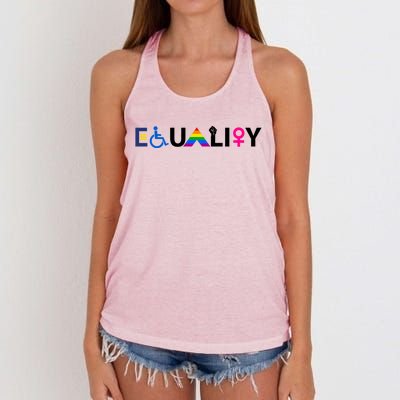 Equality Equal Rights Lgbtq Ally Unity Pride Feminist Gift Women's Knotted Racerback Tank