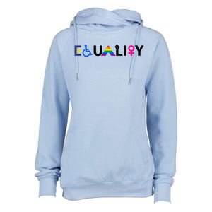 Equality Equal Rights Lgbtq Ally Unity Pride Feminist Gift Womens Funnel Neck Pullover Hood