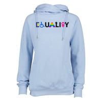 Equality Equal Rights Lgbtq Ally Unity Pride Feminist Gift Womens Funnel Neck Pullover Hood