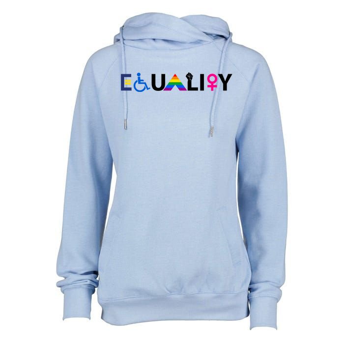 Equality Equal Rights Lgbtq Ally Unity Pride Feminist Gift Womens Funnel Neck Pullover Hood