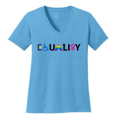 Equality Equal Rights Lgbtq Ally Unity Pride Feminist Gift Women's V-Neck T-Shirt