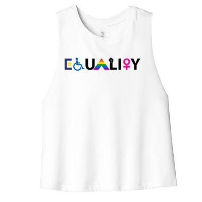 Equality Equal Rights Lgbtq Ally Unity Pride Feminist Gift Women's Racerback Cropped Tank