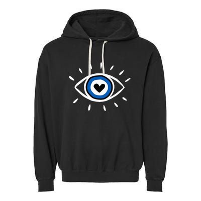 Evil Eye Spiritual Protection Esoteric Mystical Themed Garment-Dyed Fleece Hoodie