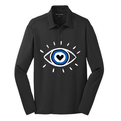 Evil Eye Spiritual Protection Esoteric Mystical Themed Silk Touch Performance Long Sleeve Polo