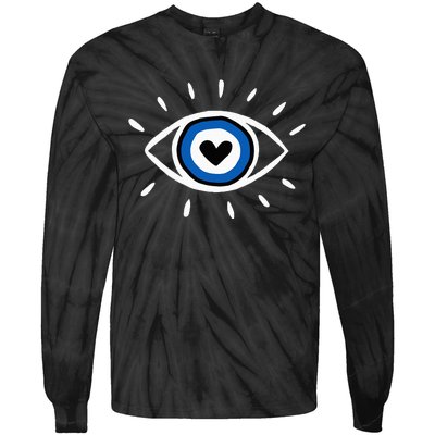 Evil Eye Spiritual Protection Esoteric Mystical Themed Tie-Dye Long Sleeve Shirt