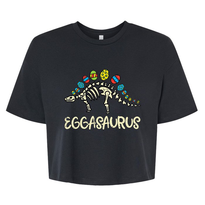 Eggasaurus Easter Stegosaurus Dinosaur Bella+Canvas Jersey Crop Tee