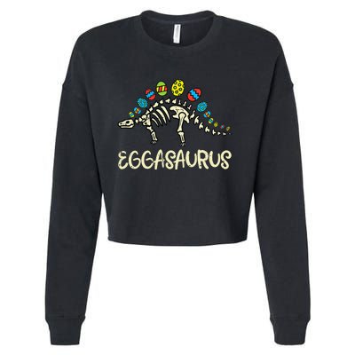 Eggasaurus Easter Stegosaurus Dinosaur Cropped Pullover Crew