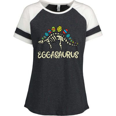 Eggasaurus Easter Stegosaurus Dinosaur Enza Ladies Jersey Colorblock Tee