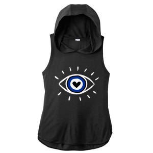 Evil Eye Spiritual Protection Esoteric Mystical Themed Ladies PosiCharge Tri-Blend Wicking Draft Hoodie Tank