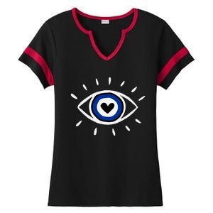 Evil Eye Spiritual Protection Esoteric Mystical Themed Ladies Halftime Notch Neck Tee