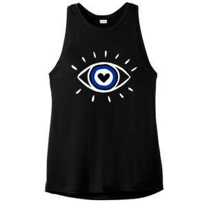 Evil Eye Spiritual Protection Esoteric Mystical Themed Ladies PosiCharge Tri-Blend Wicking Tank