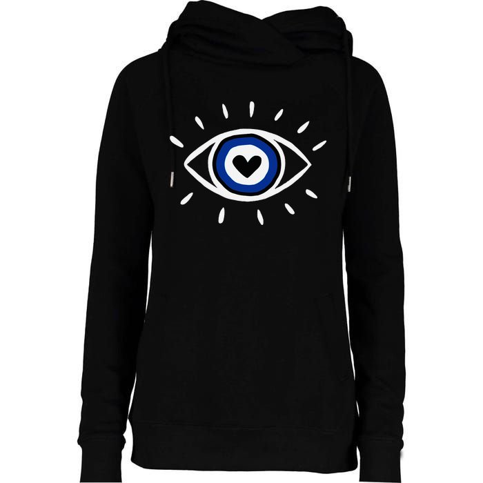 Evil Eye Spiritual Protection Esoteric Mystical Themed Womens Funnel Neck Pullover Hood