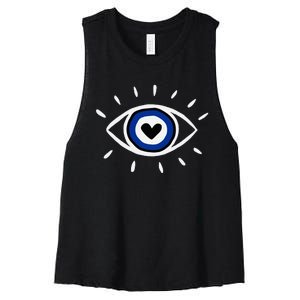 Evil Eye Spiritual Protection Esoteric Mystical Themed Women's Racerback Cropped Tank