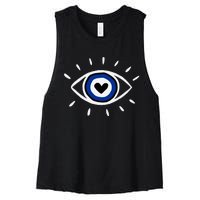 Evil Eye Spiritual Protection Esoteric Mystical Themed Women's Racerback Cropped Tank