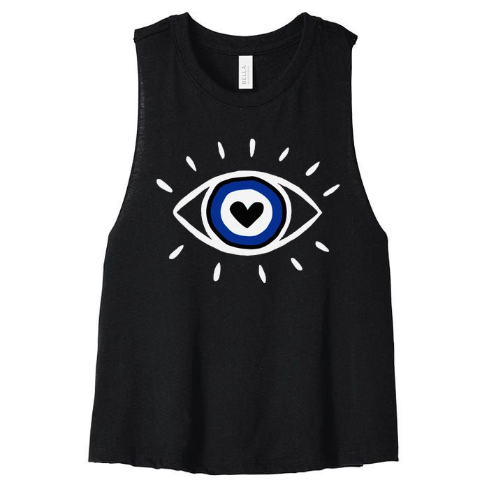 Evil Eye Spiritual Protection Esoteric Mystical Themed Women's Racerback Cropped Tank