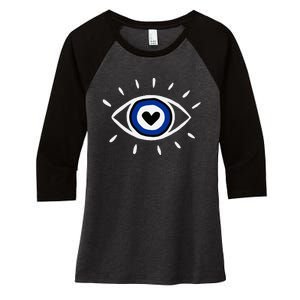 Evil Eye Spiritual Protection Esoteric Mystical Themed Women's Tri-Blend 3/4-Sleeve Raglan Shirt