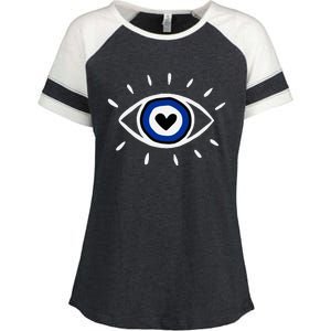 Evil Eye Spiritual Protection Esoteric Mystical Themed Enza Ladies Jersey Colorblock Tee