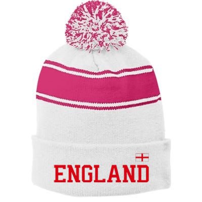 England English Soccer English Flag Stripe Pom Pom Beanie