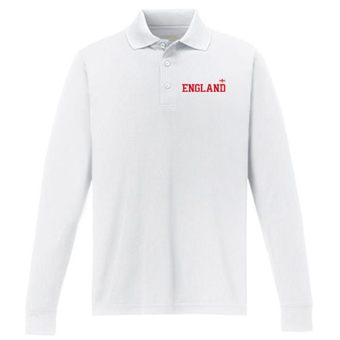 England English Soccer English Flag Performance Long Sleeve Polo