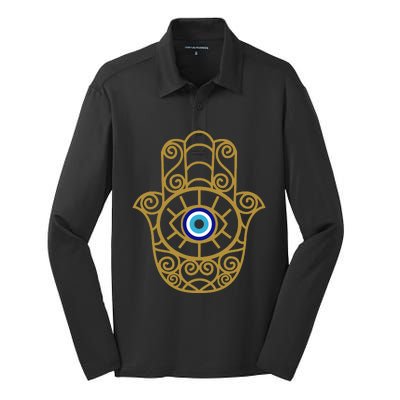 Evil Eye Spiritual Protection Third Eye Silk Touch Performance Long Sleeve Polo