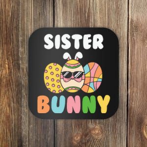 Easter Egg Sister Bunny Matching Family Easter Day Gift Coaster