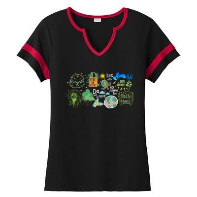 Eco Energy Save The Planet Climate Change Earth Day Gift Ladies Halftime Notch Neck Tee