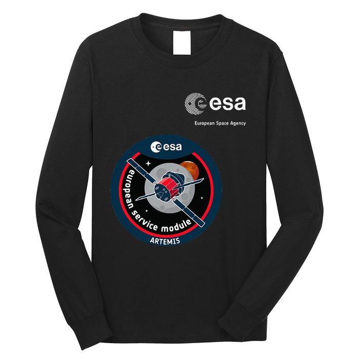 Esa European Space Agency Mission Esm Artemis Patch Long Sleeve Shirt