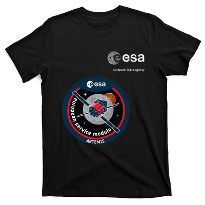 Esa European Space Agency Mission Esm Artemis Patch T-Shirt