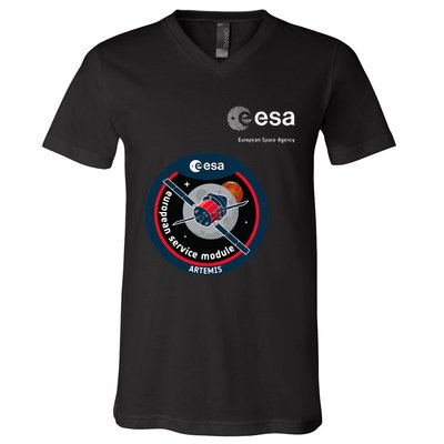 Esa European Space Agency Mission Esm Artemis Patch V-Neck T-Shirt