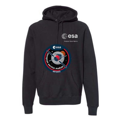 Esa European Space Agency Mission Esm Artemis Patch Premium Hoodie