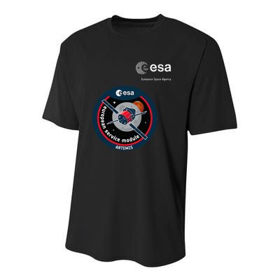 Esa European Space Agency Mission Esm Artemis Patch Youth Performance Sprint T-Shirt