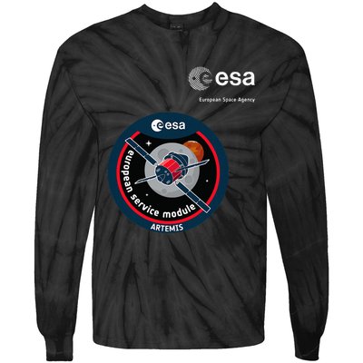 Esa European Space Agency Mission Esm Artemis Patch Tie-Dye Long Sleeve Shirt