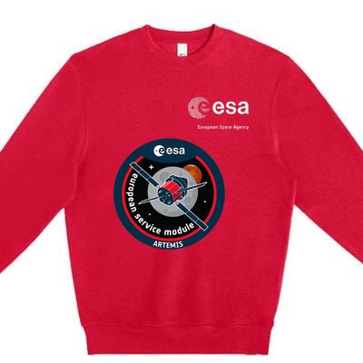 Esa European Space Agency Mission Esm Artemis Patch Premium Crewneck Sweatshirt