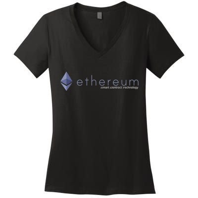Ethereum ETH Smart Contract Technology Women's V-Neck T-Shirt