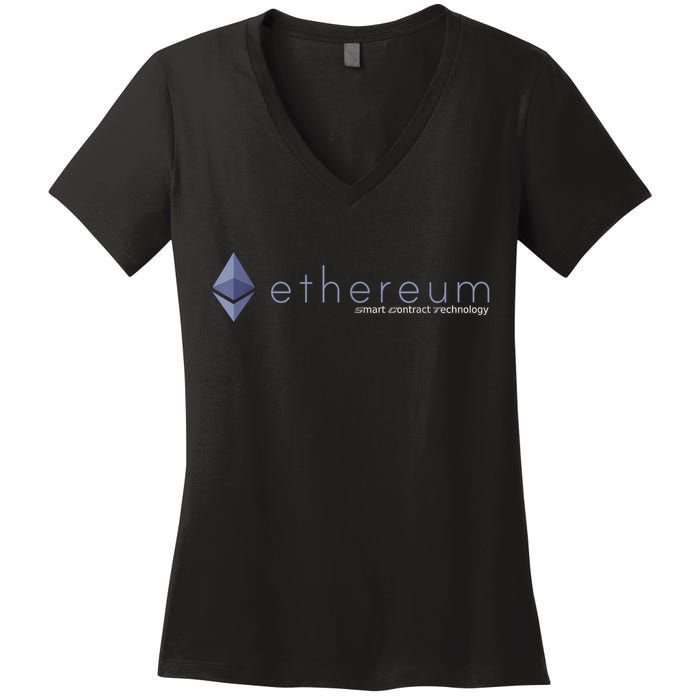 Ethereum ETH Smart Contract Technology Women's V-Neck T-Shirt