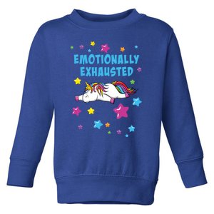 Emotionally Exhausted Tired Unicorn With Stars Gift Toddler Sweatshirt