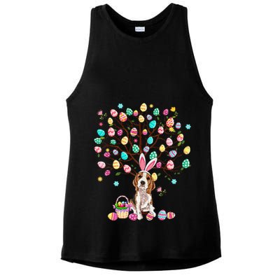 Easter Eggs Tree Beagle Dog Wearing Bunny Ear Ladies PosiCharge Tri-Blend Wicking Tank
