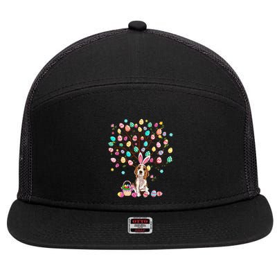 Easter Eggs Tree Beagle Dog Wearing Bunny Ear 7 Panel Mesh Trucker Snapback Hat