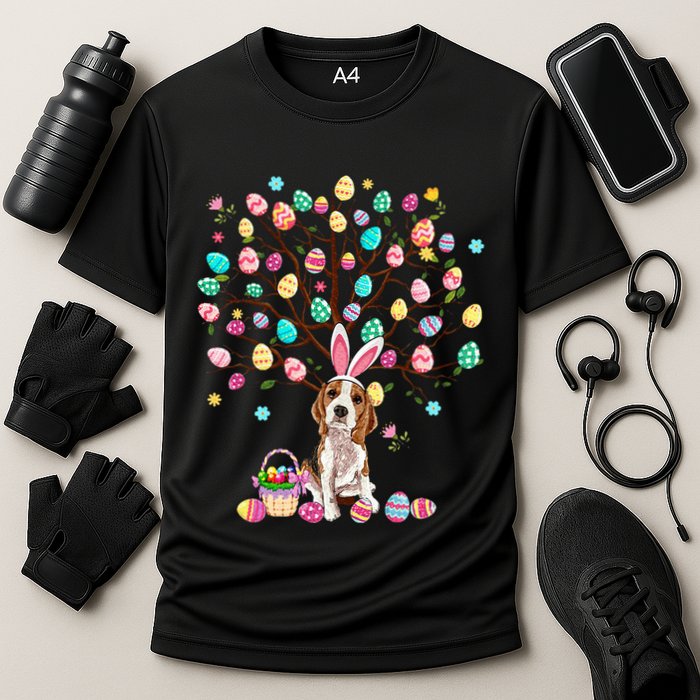Easter Eggs Tree Beagle Dog Wearing Bunny Ear Performance Shirt