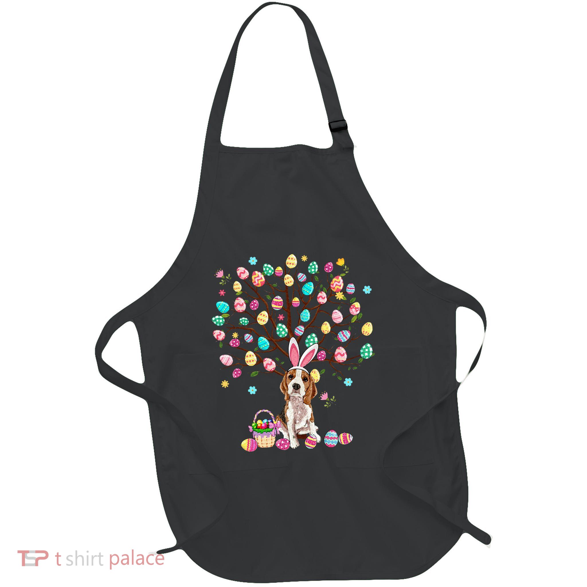 Easter Eggs Tree Beagle Dog Wearing Bunny Ear Apron