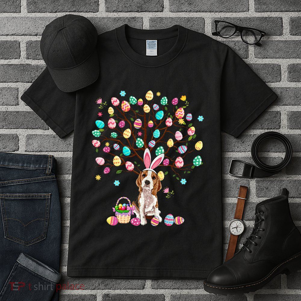 Easter Eggs Tree Beagle Dog Wearing Bunny Ear Tall T-Shirt