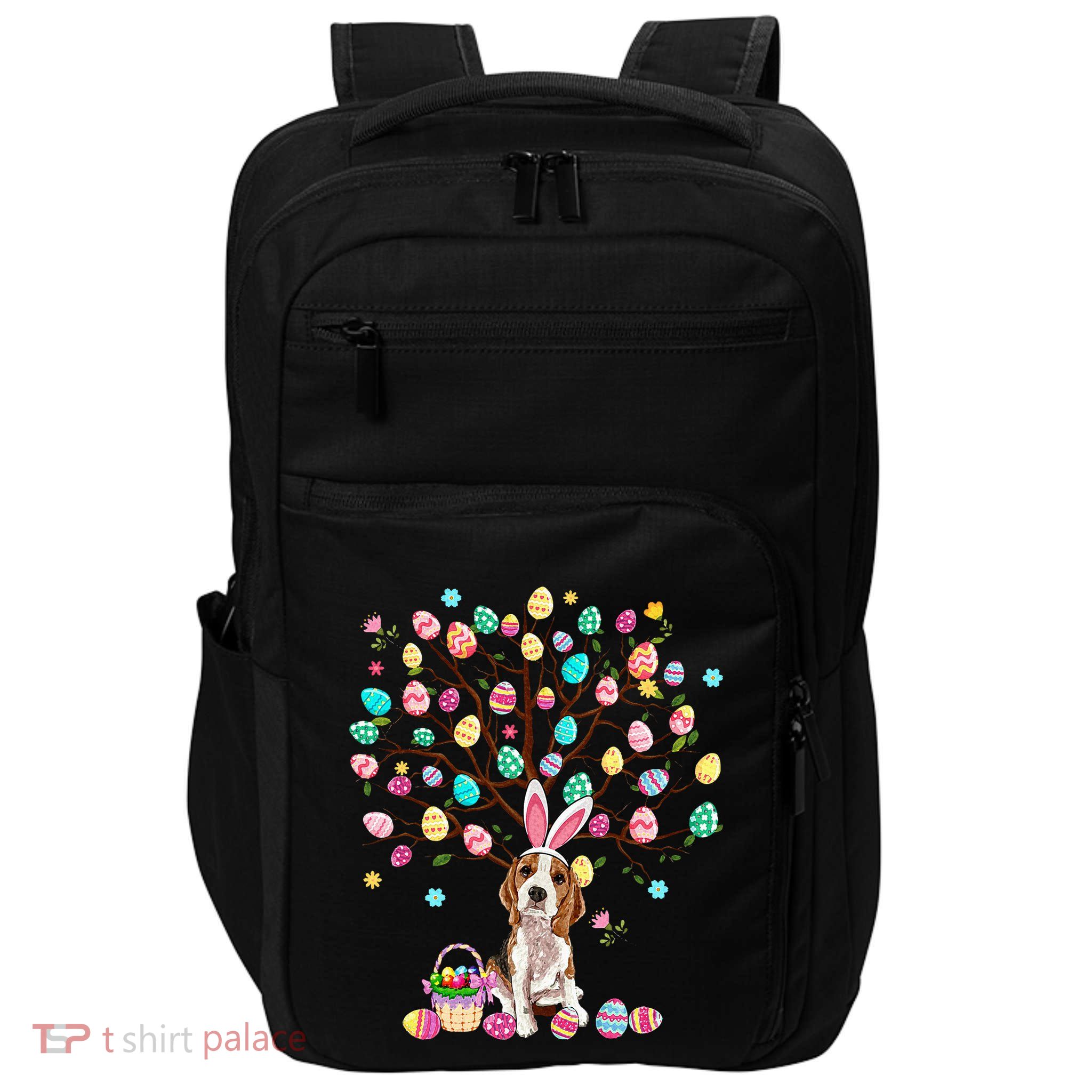 Easter Eggs Tree Beagle Dog Wearing Bunny Ear Impact Tech Backpack