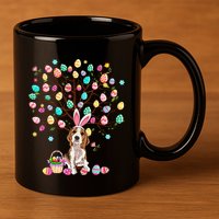 Easter Eggs Tree Beagle Dog Wearing Bunny Ear 11oz C Handle Ceramic Mug