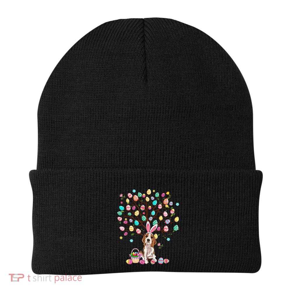 Easter Eggs Tree Beagle Dog Wearing Bunny Ear Beanie