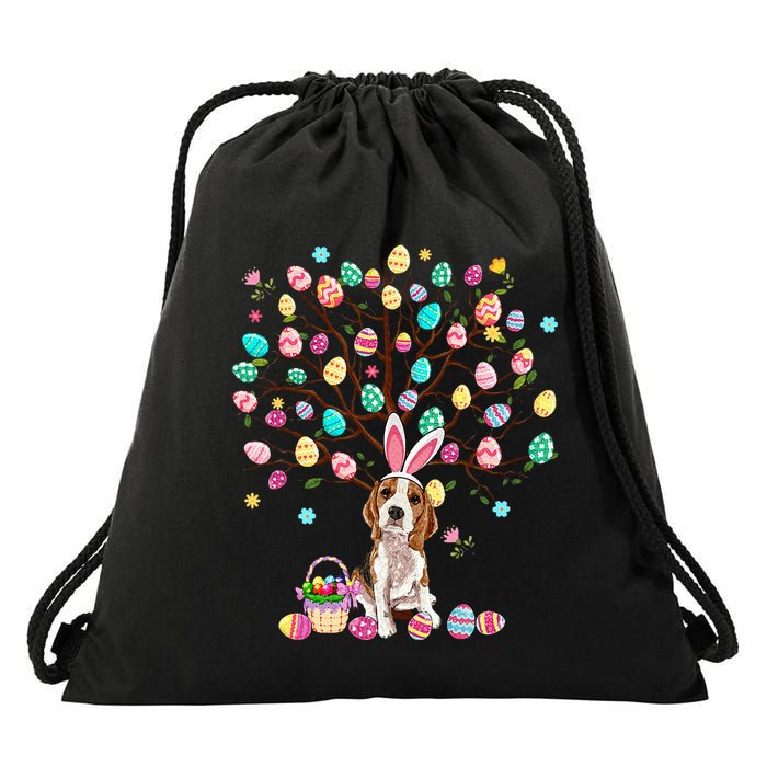 Easter Eggs Tree Beagle Dog Wearing Bunny Ear Drawstring Bag