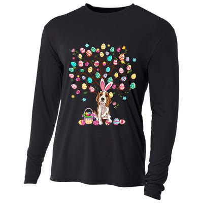 Easter Eggs Tree Beagle Dog Wearing Bunny Ear Cooling Performance Long Sleeve Crew