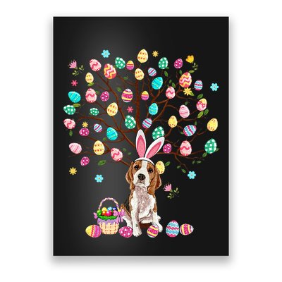 Easter Eggs Tree Beagle Dog Wearing Bunny Ear Poster