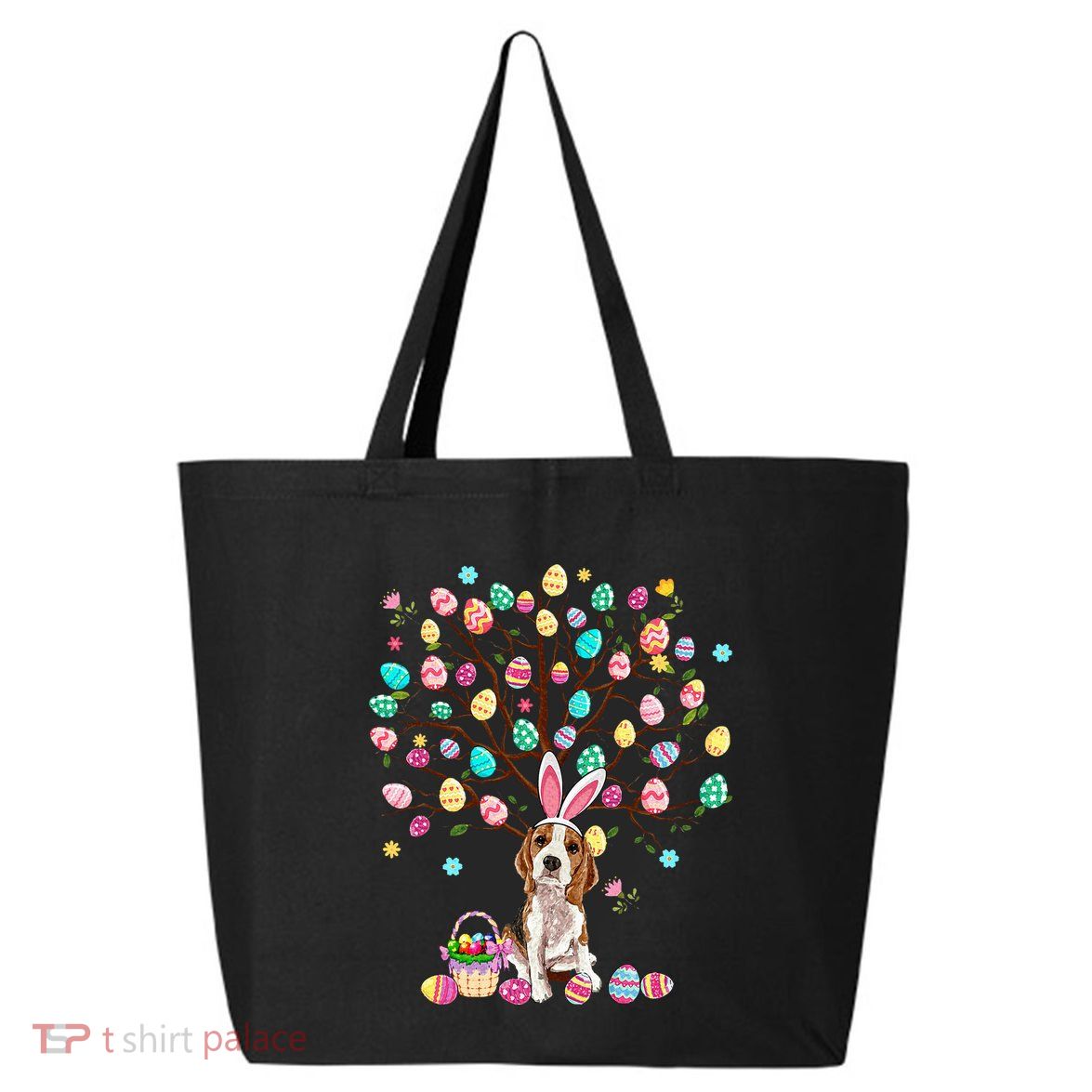Easter Eggs Tree Beagle Dog Wearing Bunny Ear 25L Jumbo Tote